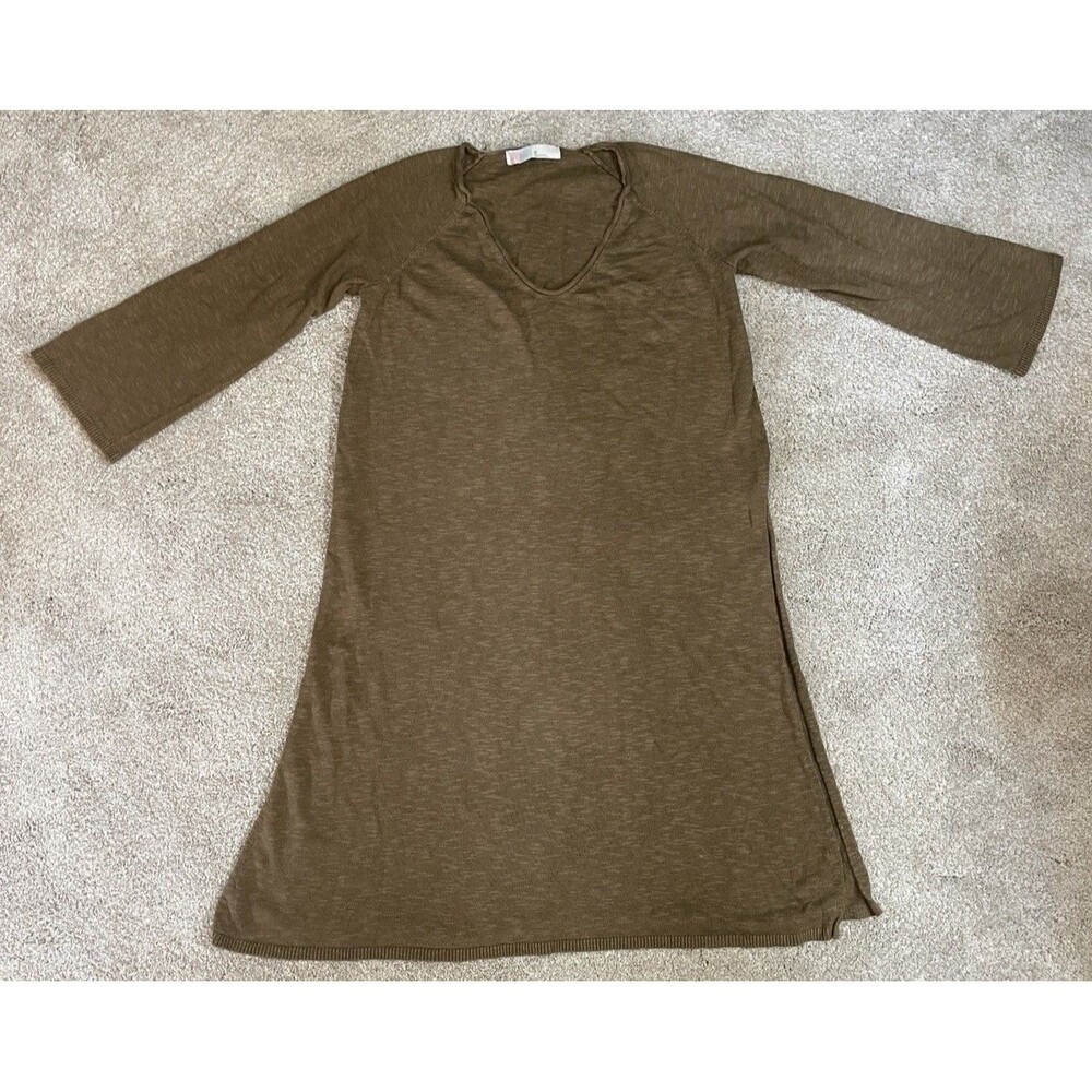 FP Beach Sweater Dress Olive Green Brown Medium Beach Loungewear Boho Lagenlook